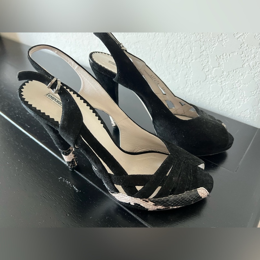 Emporio Armani Snake Print and Suede heels